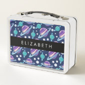 Weltraummuster, Planeten, Sterne, Galaxie, Ihr Nam Metall Brotdose (Rückseite)