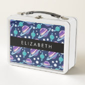 Weltraummuster, Planeten, Sterne, Galaxie, Ihr Nam Metall Brotdose (Vorderseite)