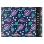 Weltraummuster, Planeten, Sterne, Galaxie, Ihr Nam Schneidebrett (Vorderseite)