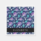 Weltraummuster, Planeten, Sterne, Galaxie, Ihr Nam Serviette (Vorderseite)