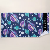 Weltraummuster, Planeten, Sterne, Galaxie, Ihr Nam Strandtuch (Vorderseite)