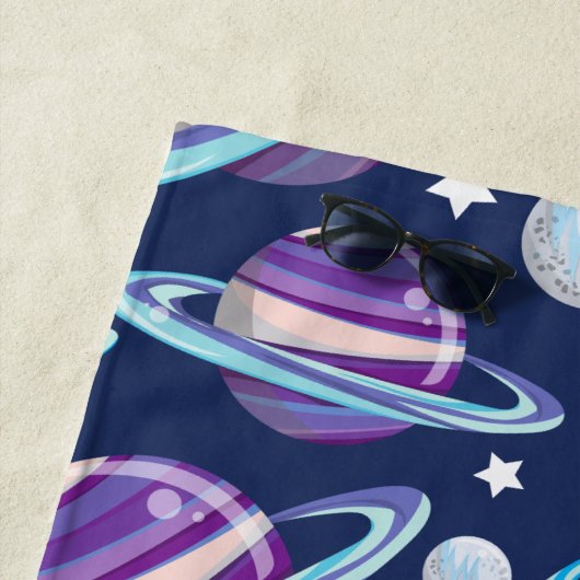 Weltraummuster, Planeten, Sterne, Galaxie, Ihr Nam Strandtuch (Beispiel)
