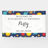 Weltraummuster, Planeten, Sterne, Kosmos, Geburtst Banner (Horizontal)