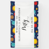 Weltraummuster, Planeten, Sterne, Kosmos, Geburtst Banner (Vertikal)