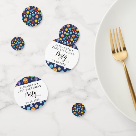 Weltraummuster, Planeten, Sterne, Kosmos, Geburtst Konfetti (Gruppe)