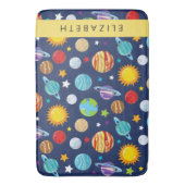 Weltraummuster, Planeten, Sterne, Kosmos, Ihr Name Badematte (Vorderseite Vertikal)