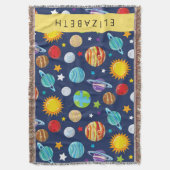 Weltraummuster, Planeten, Sterne, Kosmos, Ihr Name Decke (Vorderseite Vertikal)