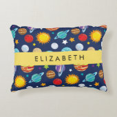 Weltraummuster, Planeten, Sterne, Kosmos, Ihr Name Dekokissen (Vorderseite)