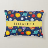 Weltraummuster, Planeten, Sterne, Kosmos, Ihr Name Dekokissen (Rückseite)