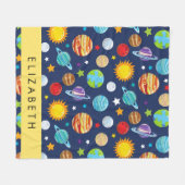 Weltraummuster, Planeten, Sterne, Kosmos, Ihr Name Fleecedecke (Vorderseite (Horizontal))