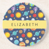 Weltraummuster, Planeten, Sterne, Kosmos, Ihr Name Getränkeuntersetzer (Vorne)