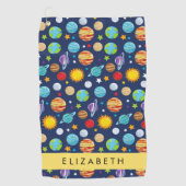 Weltraummuster, Planeten, Sterne, Kosmos, Ihr Name Golfhandtuch (Vorderseite)