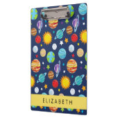 Weltraummuster, Planeten, Sterne, Kosmos, Ihr Name Klemmbrett (Links)