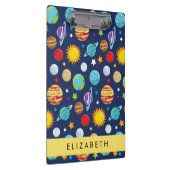 Weltraummuster, Planeten, Sterne, Kosmos, Ihr Name Klemmbrett (Rechts)