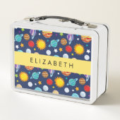 Weltraummuster, Planeten, Sterne, Kosmos, Ihr Name Metall Brotdose (Rückseite)