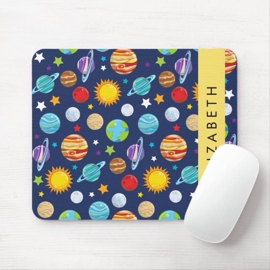Weltraummuster, Planeten, Sterne, Kosmos, Ihr Name Mousepad (Mit Mouse)