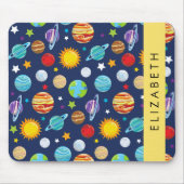 Weltraummuster, Planeten, Sterne, Kosmos, Ihr Name Mousepad (Vorne)