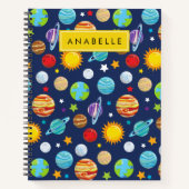 Weltraummuster, Planeten, Sterne, Kosmos, Ihr Name Notizblock (Vorderseite)