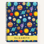 Weltraummuster, Planeten, Sterne, Kosmos, Ihr Name Notizblock (Vorderseite)
