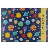 Weltraummuster, Planeten, Sterne, Kosmos, Ihr Name Schneidebrett (Vorderseite)