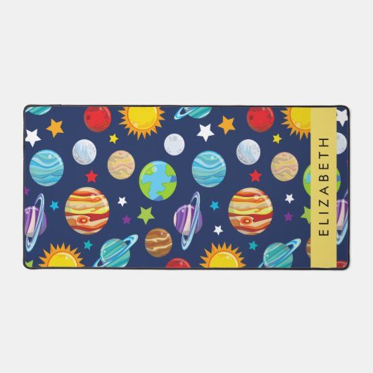 Weltraummuster, Planeten, Sterne, Kosmos, Ihr Name Schreibtischunterlage (Vorderseite)