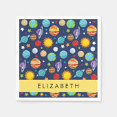 Weltraummuster, Planeten, Sterne, Kosmos, Ihr Name Serviette (Vorderseite)