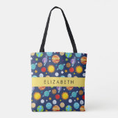 Weltraummuster, Planeten, Sterne, Kosmos, Ihr Name Tasche (Rückseite)