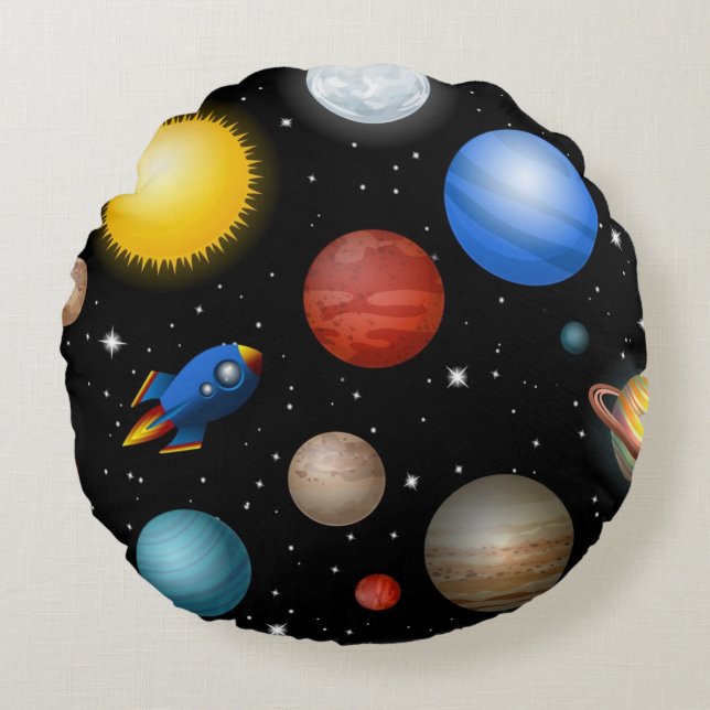 Weltraummuster Rundes Kissen (Vorderseite)