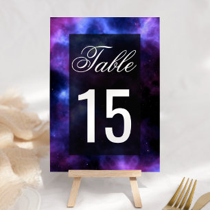 Weltraumnebel Lila Galaxie Hochzeit Tischnummer