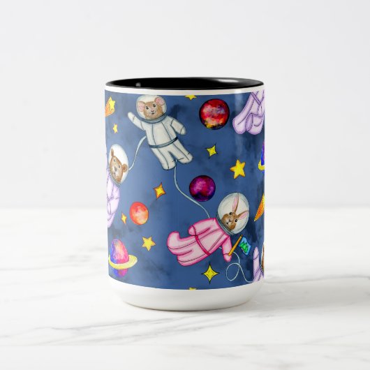 Weltraumparadies schweben im Weltraum Zweifarbige Tasse (Mittel)