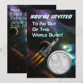 Weltraumpartei Einladung (Vorne/Hinten)