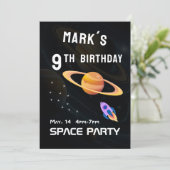 Weltraumpartys Einladung (Stehend Vorderseite)