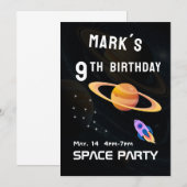 Weltraumpartys Einladung (Vorne/Hinten)
