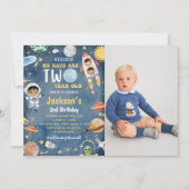 Weltraumplaner 2. Geburtstag Party Foto Einladung (Vorderseite)