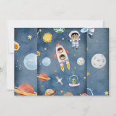 Weltraumplaner 2. Geburtstag Party Foto Einladung (Rückseite)