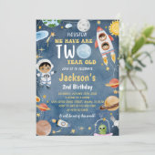 Weltraumplaner 2. Geburtstags-Party Einladung (Stehend Vorderseite)