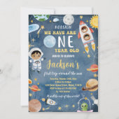 Weltraumplaner erste Geburtstagsparty Einladung (Vorderseite)