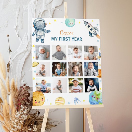 Weltraumplaner Geburtstag Foto Meilenstein Unterze Poster