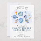 Weltraumplaner-Rakete Geburtstagskarte Einladung (Vorderseite)