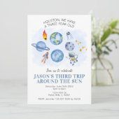 Weltraumplaner-Rakete Geburtstagskarte Einladung (Stehend Vorderseite)