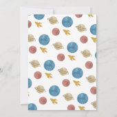 Weltraumplaner Wasserfarbe Vierte Geburtstag Einladung (Rückseite)