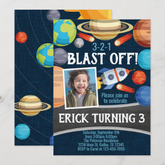 Weltraumplanet Geburtstagsparty Einladung