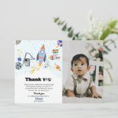 Weltraumplanet Junge Geburtstag danke Karte (Stehend Vorderseite)