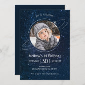 Weltraumplaneten 1. Geburtstag Einladung (Vorne/Hinten)