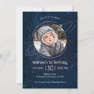 Weltraumplaneten 1. Geburtstag Einladung