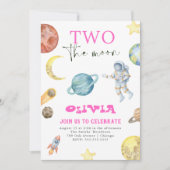 Weltraumplaneten 2. Geburtstagsmädchen Einladung (Vorderseite)