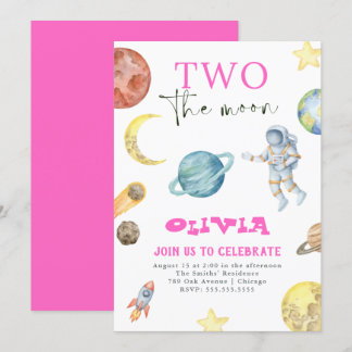 Weltraumplaneten 2. Geburtstagsmädchen Einladung