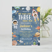 Weltraumplaneten 3. Geburtstags-Party Einladung (Stehend Vorderseite)