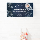 Weltraumplaneten Astronauten 1. Geburtstag Junge Banner (InSitu)
