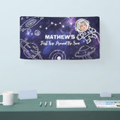 Weltraumplaneten Astronauten 1. Geburtstag Junge Banner (Messe)